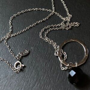Sterling Silver Chain with Black Onyx Hoop Pendant